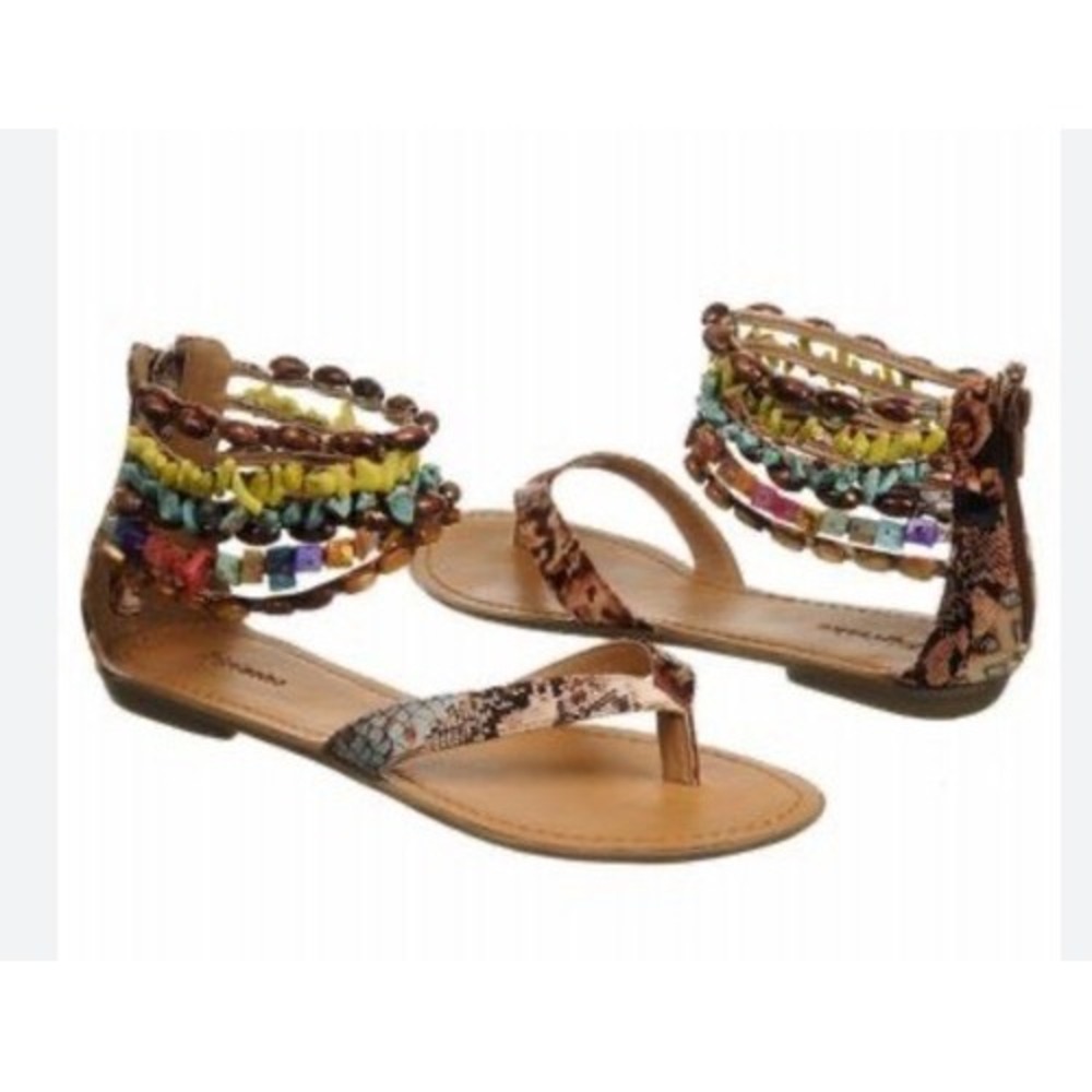 Zigi Soho Milan Crazy Fun Must Beaded Ankle Thong Sandals Women 9.5 China Fabric